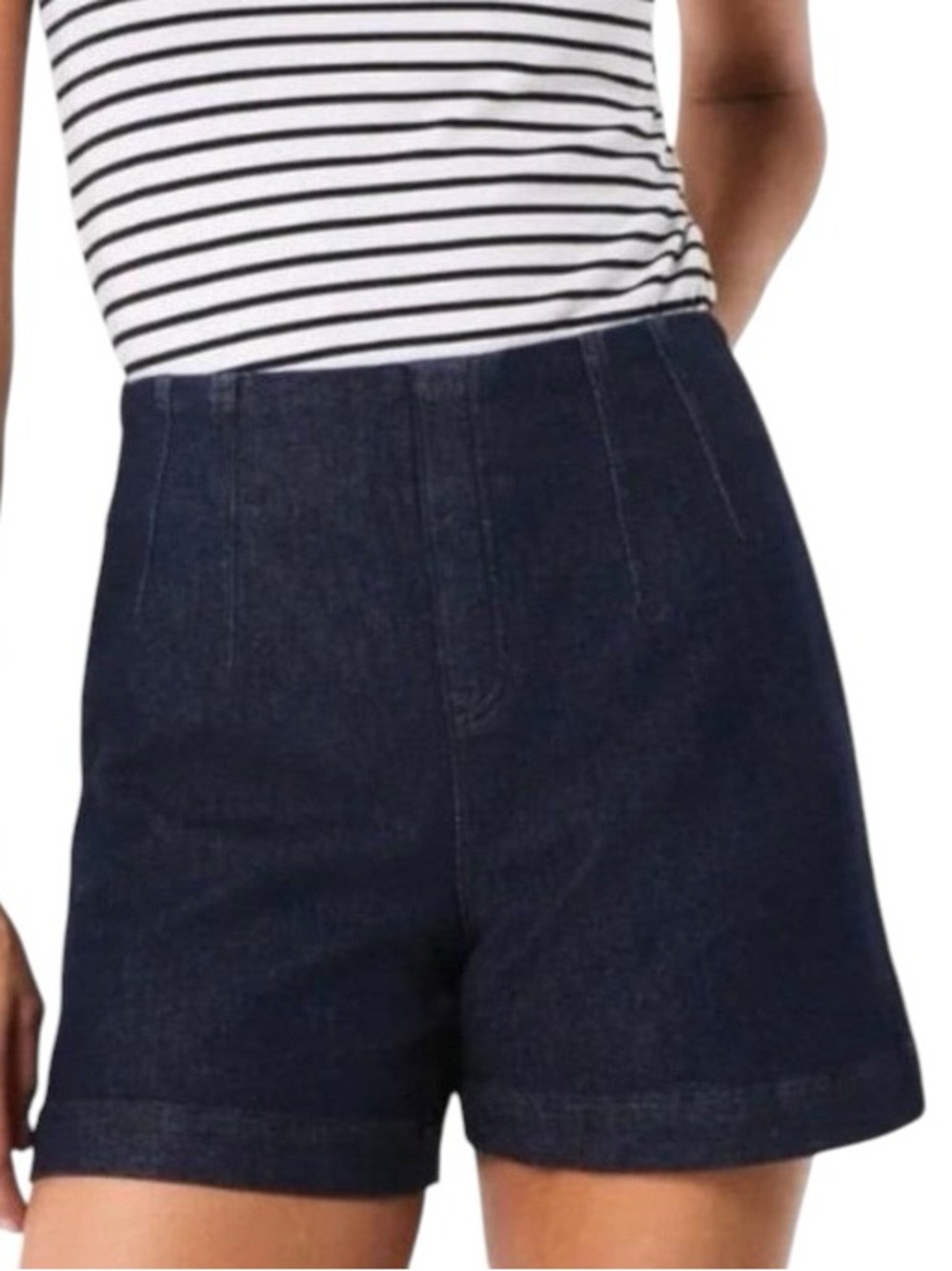 SPANX EveryWear Trouser Denim Shorts Raw Indigo High Rise Shaping XL